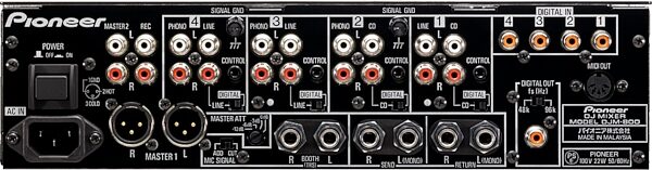 open zoom image for Pioneer DJM-800 4-Channel DJ Mixer with Digital I/O, FX, and MIDI, Rear
