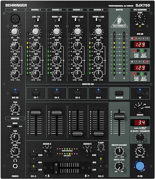 open zoom image for Behringer DJX750 5-Channel DJ Mixer, Main
