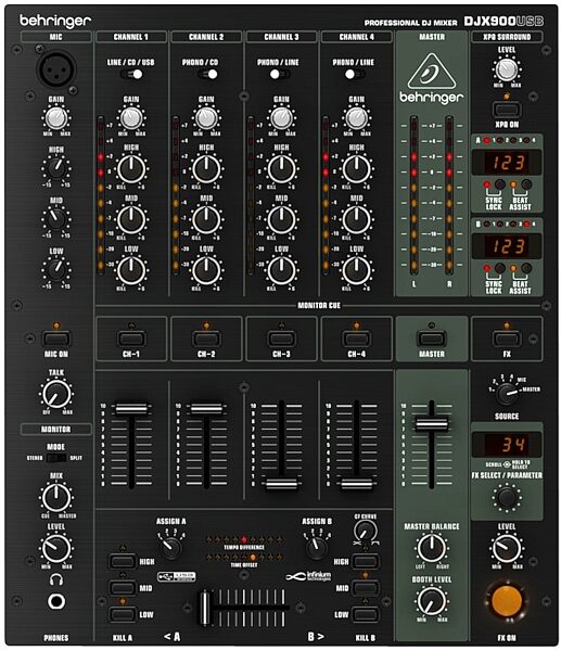 open zoom image for Behringer DJX900USB USB DJ Mixer (5-Channel), Top