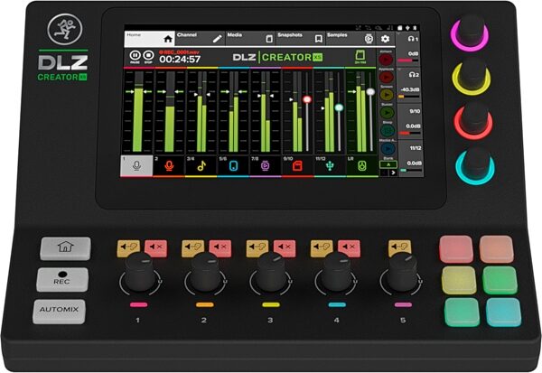 open zoom image for Mackie DLZ Creator XS Compact Adaptive Digital Mixer for Podcasting and Streaming, Open Box (Like New), Main with all components Front