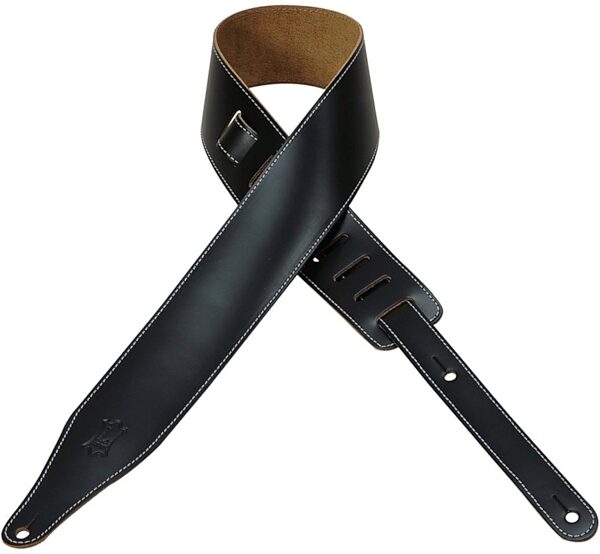 open zoom image for Levy's DM17 2.5" Extra Long Leather Guitar Strap, Black, Black, Main