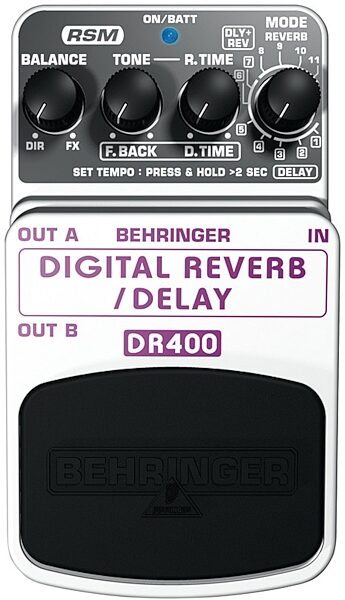 open zoom image for Behringer DR400 Digital Stereo Reverb and Delay Pedal, Main