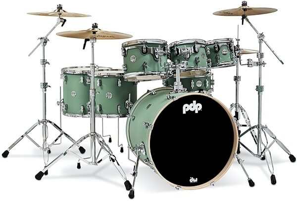 open zoom image for Pacific Drums Concept Maple Drum Shell Kit, 7-Piece, Satin Seafoam Green, Open Box (Good), Main