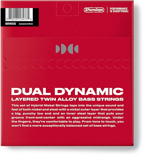 open zoom image for Dunlop DBHYN45125 Hybrid Nickel 5-String Bass Strings Pack, New, Action Position Back