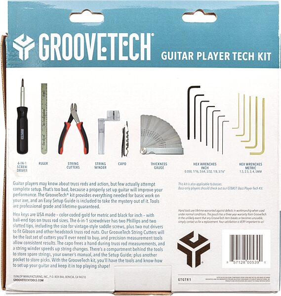 open zoom image for GrooveTech GTGTR1 Guitar Player Tech Kit, Action Position Back
