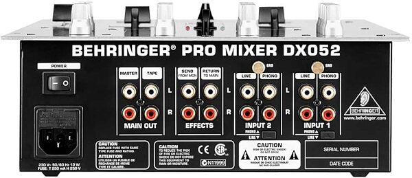 open zoom image for Behringer DX052 2-Channel DJ Mixer, Back