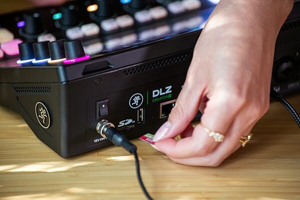 open zoom image for Mackie DLZ Creator XS Compact Adaptive Digital Mixer for Podcasting and Streaming, Open Box (Like New), Action Position Back