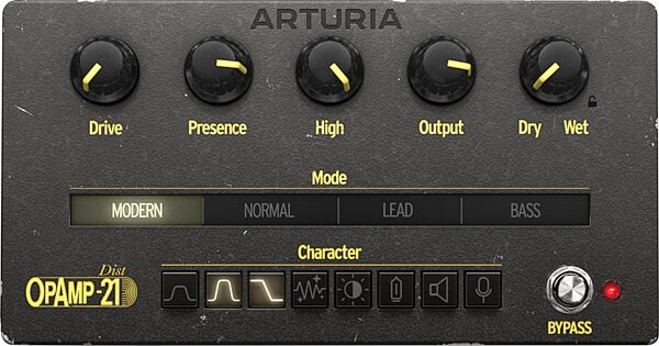 open zoom image for Arturia Dist OPAMP 21 Effect Software, Digital Download, Action Position Control Panel