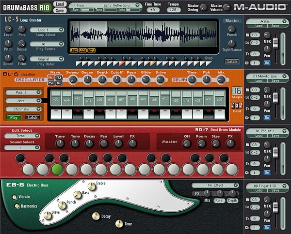 open zoom image for M-Audio Drum and Bass Rig Software Synth (Macintosh and Windows), Main