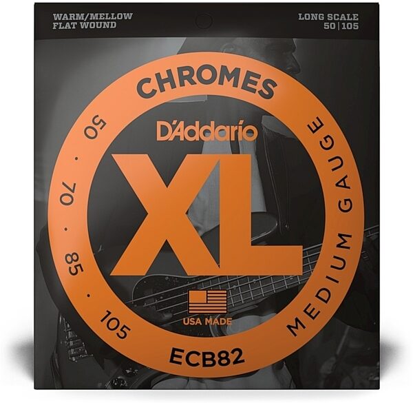 open zoom image for D'Addario ECB82 Chromes Flatwound Bass Strings (Medium Gauge, Long Scale), New, view