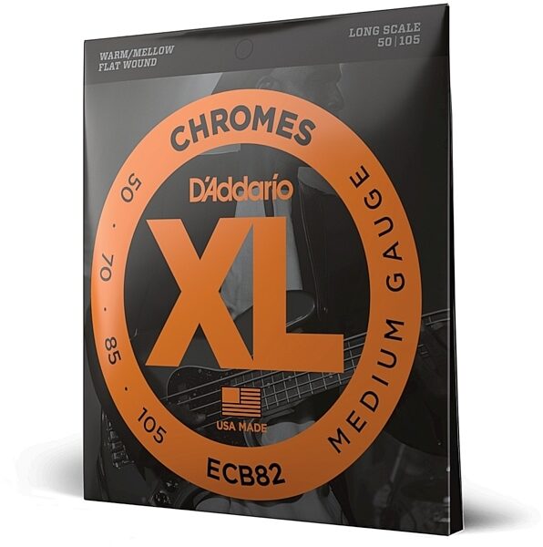 open zoom image for D'Addario ECB82 Chromes Flatwound Bass Strings (Medium Gauge, Long Scale), New, main