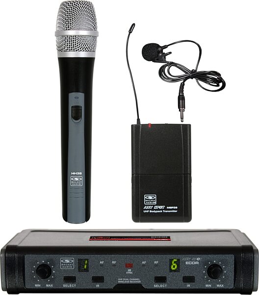 open zoom image for Galaxy Audio ECDR/HHBPV UHF Handheld and Lapel Dual Wireless Microphone System, Main