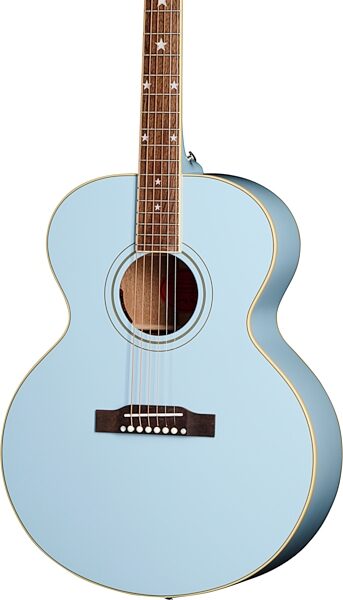 open zoom image for Epiphone J-180 LS Acoustic-Electric Guitar (with Case), Frost Blue, Action Position Back