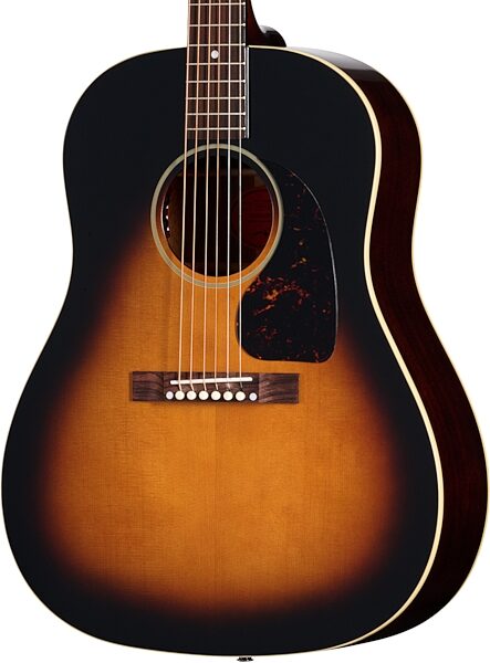 open zoom image for Epiphone 1942 Banner J-45 Reissue Acoustic-Electric Guitar (with Case), Vintage Sunburst, Action Position Back