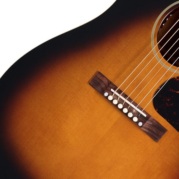 open zoom image for Epiphone 1942 Banner J-45 Reissue Acoustic-Electric Guitar (with Case), Vintage Sunburst, Action Position Back