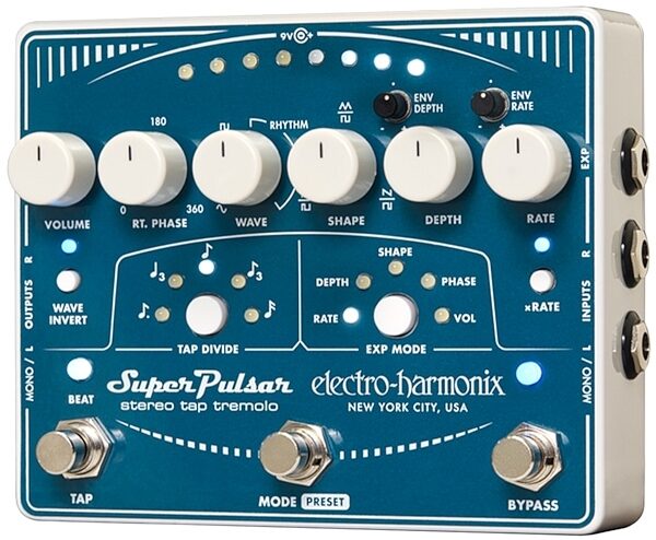 open zoom image for Electro-Harmonix Super Pulsar Stereo Tap Tremolo Pedal, New, Main