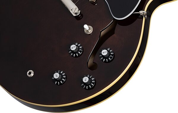 open zoom image for Epiphone Jim James ES-335 '70s Electric Guitar (with Case), Walnut, Action Position Back