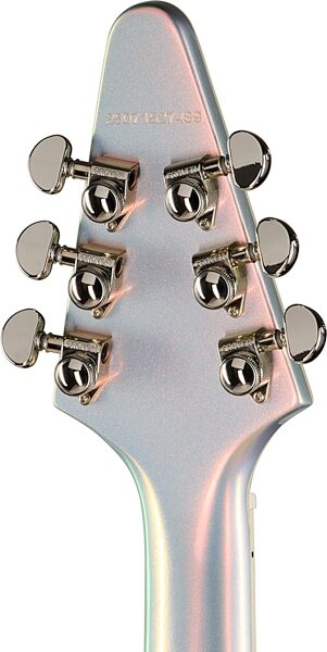 open zoom image for Epiphone Futura Flying V Custom Electric Guitar (with Gig Bag), Quicksilver Shift, Action Position Back