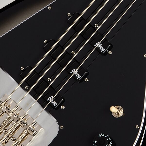 open zoom image for Epiphone Inspired by Gibson Mike Dirnt Grabber G3 Electric Bass (with Case), Silverburst, Action Position Back