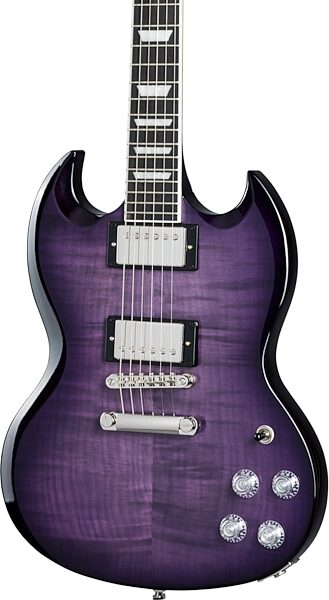 open zoom image for Epiphone SG Modern Figured Electric Guitar, Purple Burst, with Gig Bag, Open Box (Very Good), View