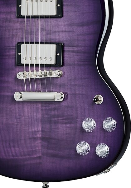open zoom image for Epiphone SG Modern Figured Electric Guitar, Purple Burst, with Gig Bag, Open Box (Very Good), View