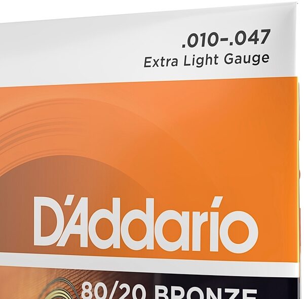 open zoom image for D'Addario 80/20 Bronze Acoustic Guitar Strings, Extra Light, 10-47, EJ10, view