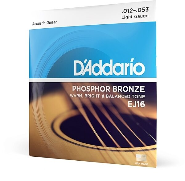 open zoom image for D'Addario EJ16 Phosphor Bronze Acoustic Guitar Strings (Light, 12-53), Single Set, main