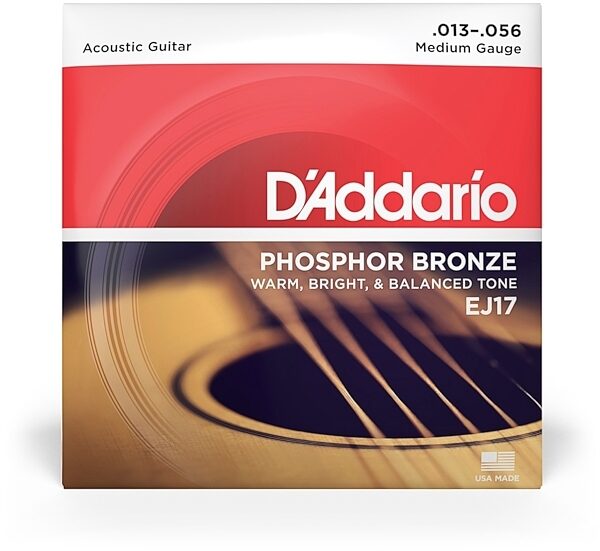 open zoom image for D'Addario EJ17 Phosphor Bronze Acoustic Guitar Strings (Medium, 13-56), Single Set, view