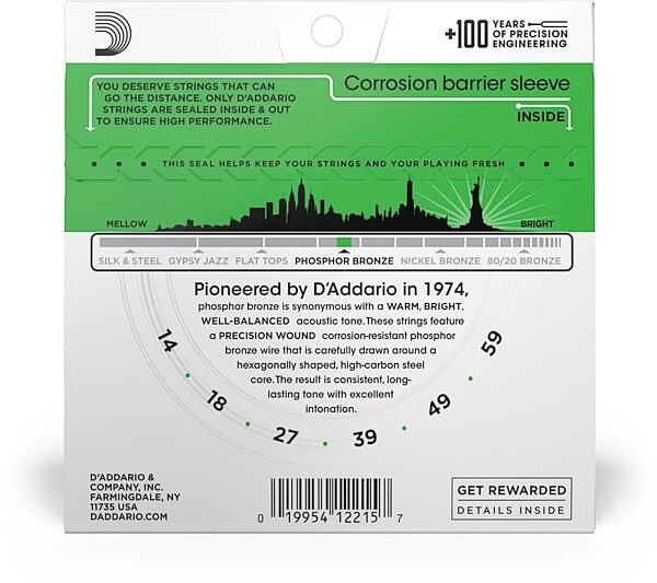 open zoom image for D'Addario EJ18 Phosphor Bronze Acoustic Guitar Strings (Heavy), New, view