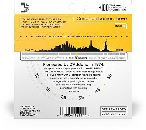open zoom image for D'Addario EJ19 Phosphor Bronze Acoustic Guitar Strings, New, view