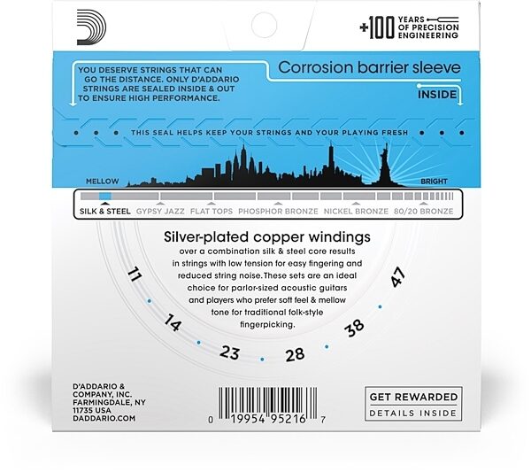 open zoom image for D'Addario EJ40 Silk and Steel Folk Acoustic Guitar Strings, New, view
