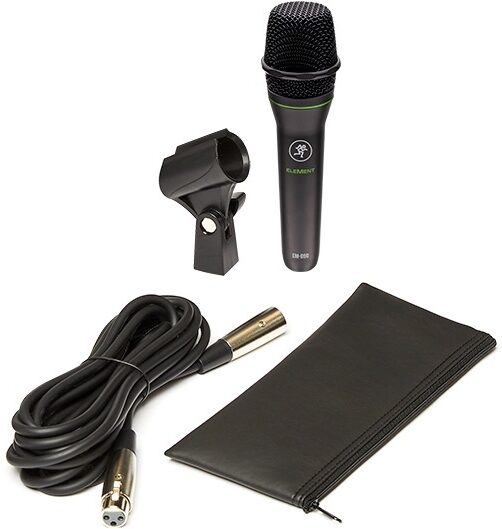 open zoom image for Mackie EleMent EM-89D Cardioid Dynamic Vocal Microphone, New, Main with all components Front