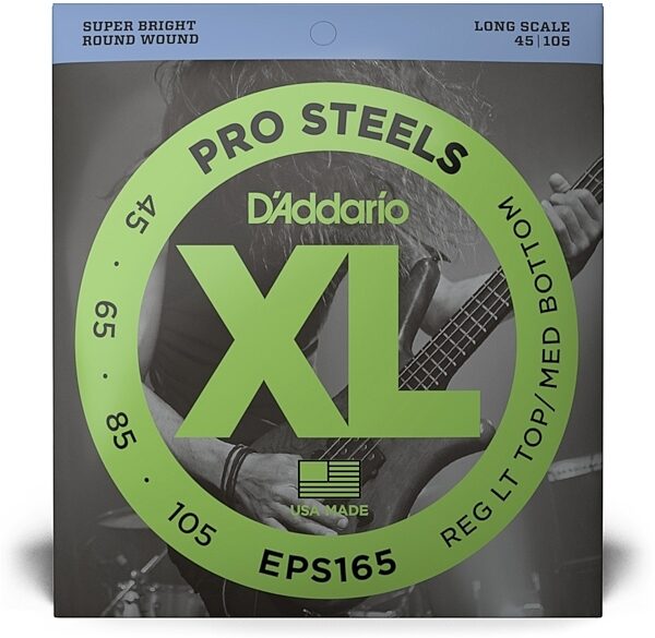 open zoom image for D'Addario EPS165 XL ProSteels Regular Gauge/Long Scale Bass Strings, New, view