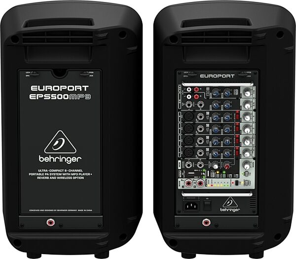 open zoom image for Behringer EPS500MP3 EUROPORT Compact Portable PA System, Top Rear