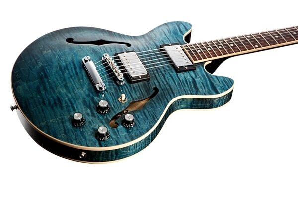 open zoom image for Gibson Custom Shop HB Memphis Figured ES-339 Electric Guitar (with Case), Blue Stain Closeup