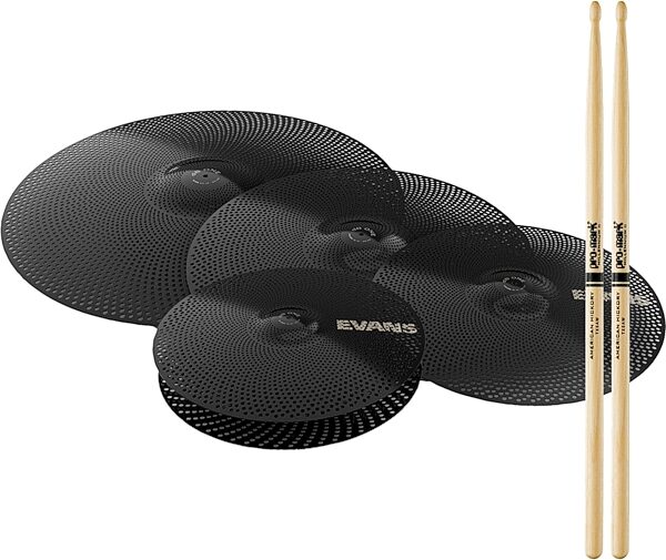 open zoom image for Evans dB One Cymbal Pack, 14 inch, 16 inch, 18 inch, 20 inch, with 5AW Sticks, pack