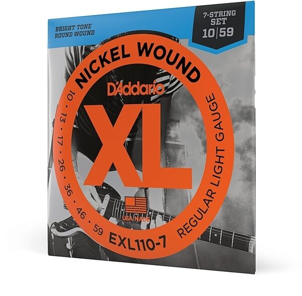 open zoom image for D'Addario EXL110-7 XL Electric Guitar Strings (Regular Light, 7-String, 10-59), New, main
