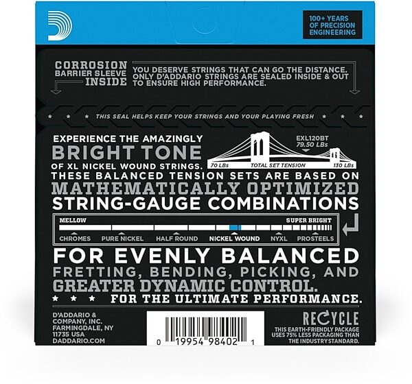 open zoom image for D'Addario XL Nickel Wound Balanced Tension Electric Guitar Strings, Medium, 11-50, EXL115BT, view