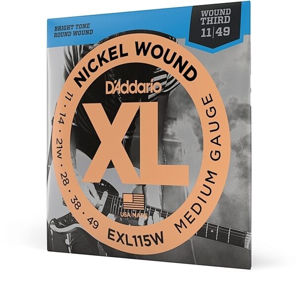 open zoom image for D'Addario EXL115W XL Electric Guitar Strings (Blues/Jazz Rock, Wound Third, 11-49), New, main