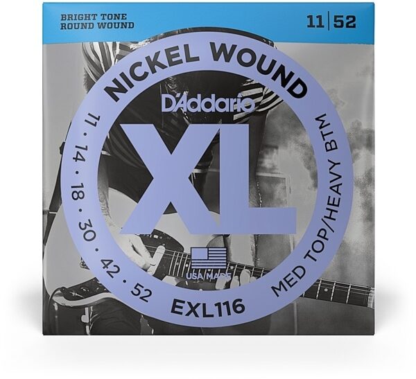 open zoom image for D'Addario EXL Nickel Wound Electric Guitar Strings, Medium Top/Heavy Bottom, EXL116, view