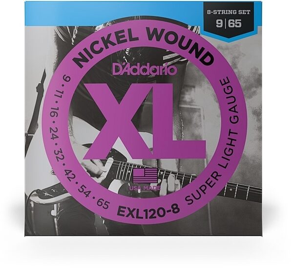 open zoom image for D'Addario EXL120-8 Electric Guitar Strings (Super Light, 8-String, 9-65), view