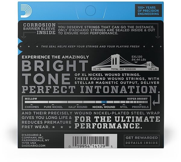 open zoom image for D'Addario EXL120 Electric Guitar Strings (Super Light, 9-42), Single Set, view
