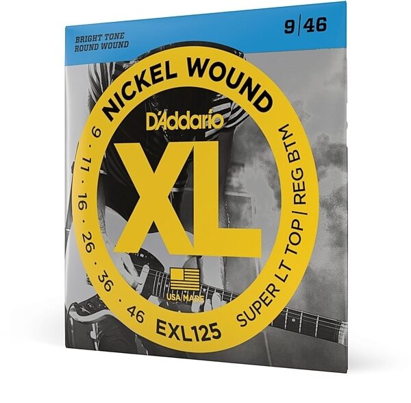 open zoom image for D'Addario EXL125 XL Electric Guitar Strings (Super Light Top/Regular Bottom, 9-46), Single, main