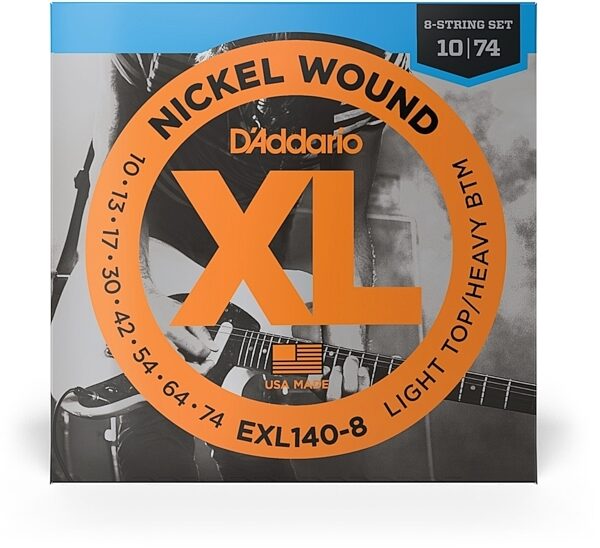 open zoom image for D'Addario EXL140-8 Electric Guitar Strings (Light Top/Heavy Bottom, 8-String, 10-74), view