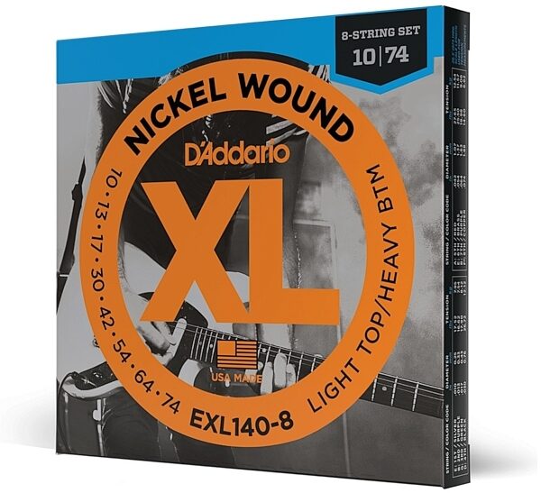 open zoom image for D'Addario EXL140-8 Electric Guitar Strings (Light Top/Heavy Bottom, 8-String, 10-74), main