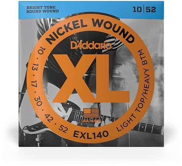 open zoom image for D'Addario EXL140 XL Electric Guitar Strings (Light Top/Heavy Bottom, 10-52), Single, view