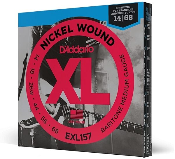 open zoom image for D'Addario EXL157 Nickel Wound Baritone Electric Guitar Strings, Medium, 14-68, EXL157, main