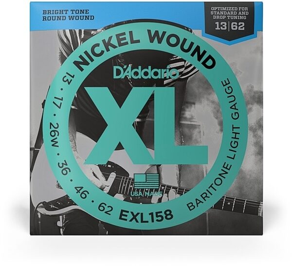 open zoom image for D'Addario EXL158 XL Nickel Wound Baritone Electric Guitar Strings, New, view