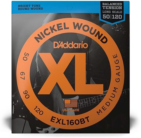 open zoom image for D'Addario EXLBT Balanced Tension Nickel Wound Electric Bass Strings, Medium, 50-120, EXL160BT, view