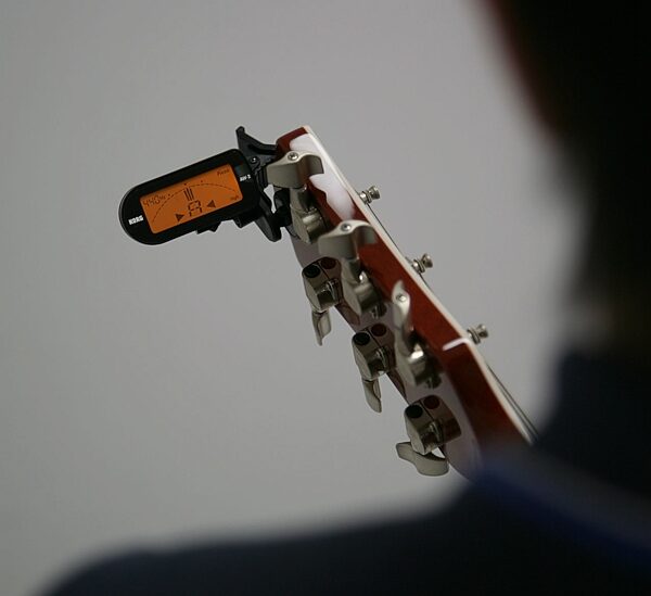 open zoom image for Korg AW2G Clip-On Guitar Tuner, In Use - Electric Guitar